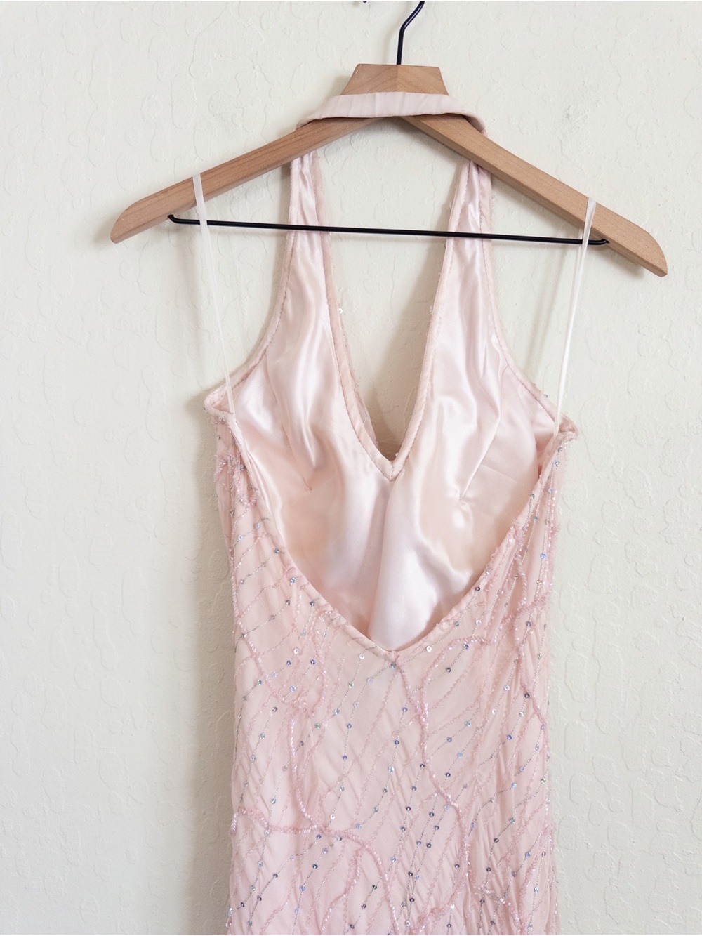 Vintage Y2K Cache 100% Silk Beaded Halter Neck Open Back Midi Dress 4 Party - Picture 5 of 8